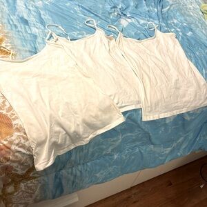 3 white adjustable XS tank tops